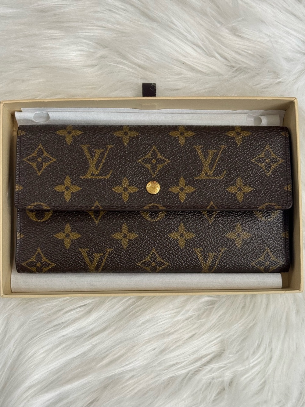 Authentic Louis Vuitton Monogram Porte Tresor International Trifold Long Wallet